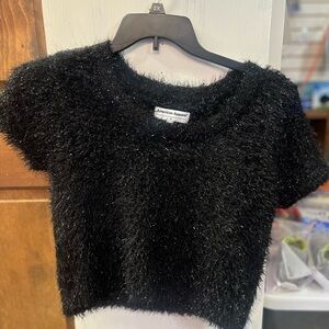 American Apparel Shimmering Black Fuzzy Top
